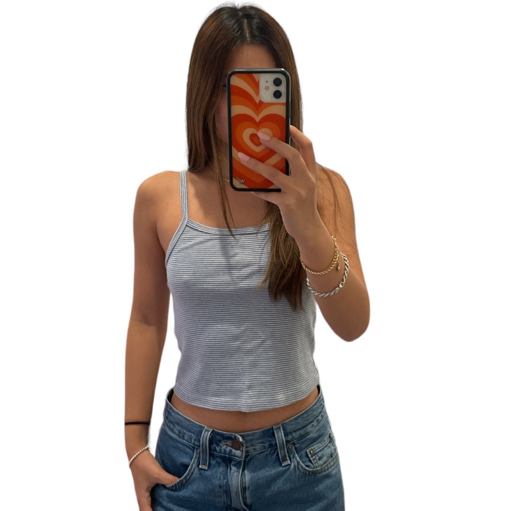 Brandy Melville blue and white striped tank top
